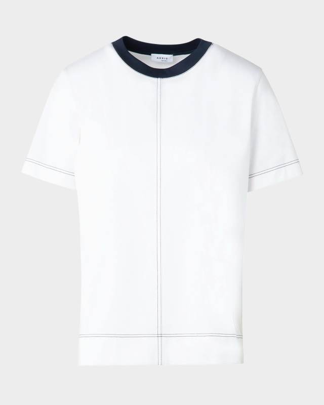 Colorblock Seamed Short-Sleeve Cotton Jersey T-Shirt